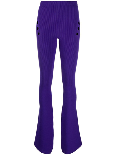 Jean Paul Gaultier Cyber Flare Trousers With Perforated Details In Blue