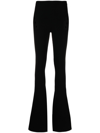 Jean Paul Gaultier Cutout High-rise Flared Wool Pants In Black