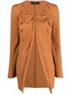 Kiko Kostadinov Cut-out Front-slit Blouse In Brown