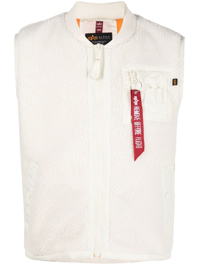 Alpha Industries Teddy Vest In Off White