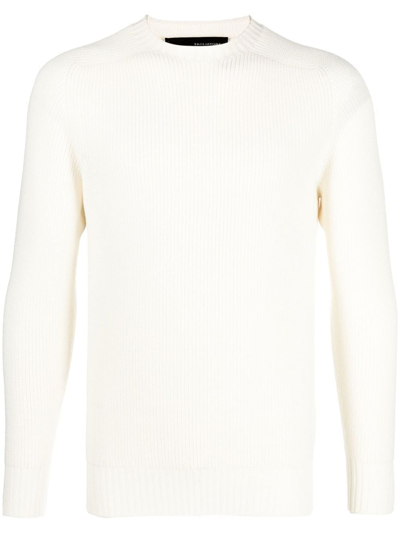 Tagliatore Ribbed-knit Virgin Wool Jumper In White