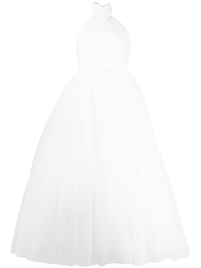 Giambattista Valli Halterneck Tulle Dress In White