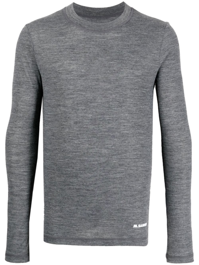 Jil Sander Logo-print Long-sleeved T-shirt In Grey