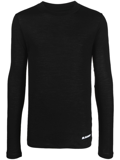 Jil Sander Logo-print Long-sleeve T-shirt In Nero