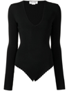 Victoria Beckham Deep V-neck Bodysuit In Black