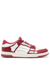 Amiri Skel Bones Low Top Leather Sneakers In White,red