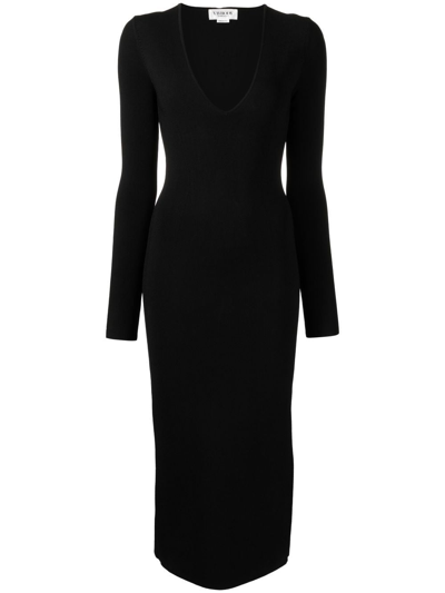 Victoria Beckham Deep V-neck Midi-dress In Black