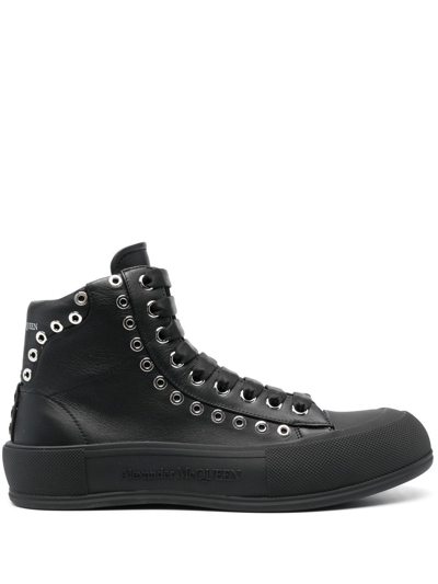 Alexander Mcqueen Plimsoll High-top Sneakers In 1081 Black/silver