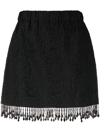 Ganni + Net Sustain Bead-embellished Fringed Recycled-cloqué Mini Skirt In Black