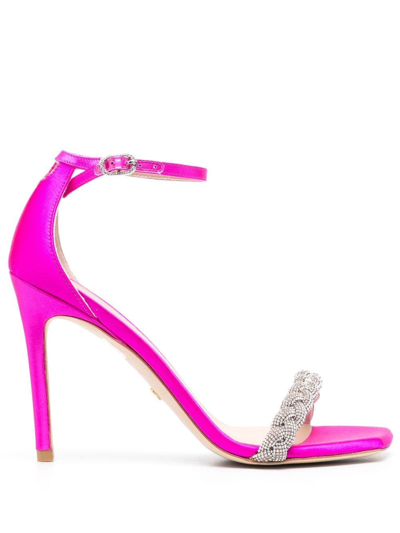 Stuart Weitzman 100mm Braided-strap Sandals In Pink