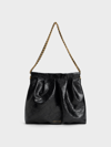 Charles & Keith Duo Double Chain Hobo Bag In Black