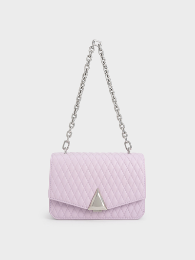 Charles & Keith Quinlynn Metallic Accent Quilted Bag In Lilac