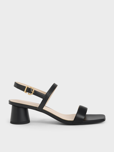 Charles & Keith Cylindrical Heel Back Strap Sandals In Black