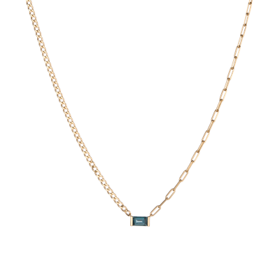 Aurate New York X Michelle: Tranquility Blue Topaz Chain Necklace In White