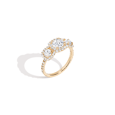 Aurate New York Pavé Cushion Cut Tri-diamond Ring (natural Diamond) In White