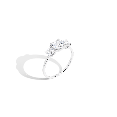 Aurate New York Cushion Cut Tri-diamond Ring (natural Diamond) In White