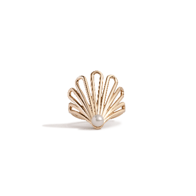 Aurate New York Deco Fan Pearl Ring (vermeil) Yellow Gold