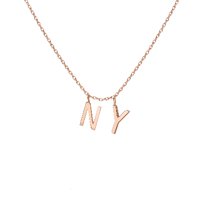 Aurate New York Double Mini Rose Gold Letter Charm Pendant 14k (n) In Rose