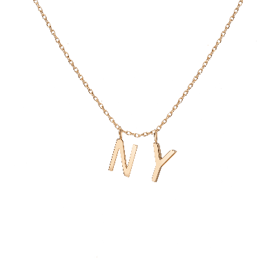 Aurate New York Double Mini Yellow Gold Letter Charm Pendant 14k (n)