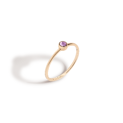 Aurate New York Birthstone Ring (dark Pink Sapphire) In Yellow