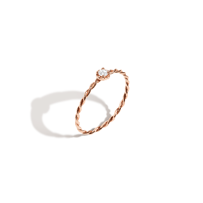 Aurate New York Midi Stackable Twist Diamond Ring In Rose