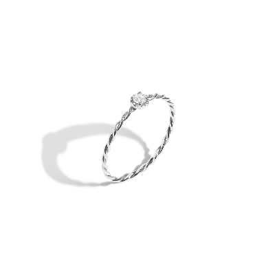Aurate New York Midi Stackable Twist Diamond Ring In White