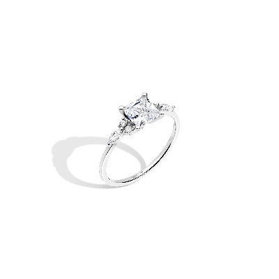 Aurate New York Princess Cut Floral Diamond Ring In White