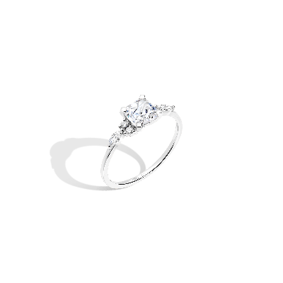 Aurate New York Cushion Cut Floral Diamond Ring In White