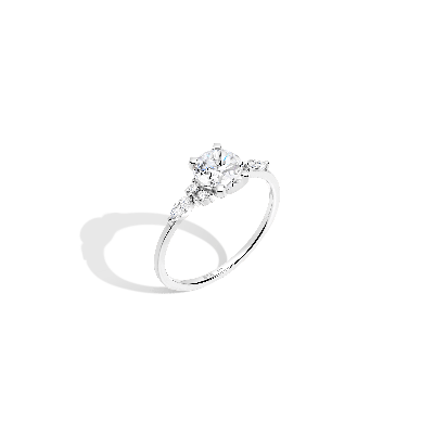 Aurate New York Round Floral Diamond Ring In White
