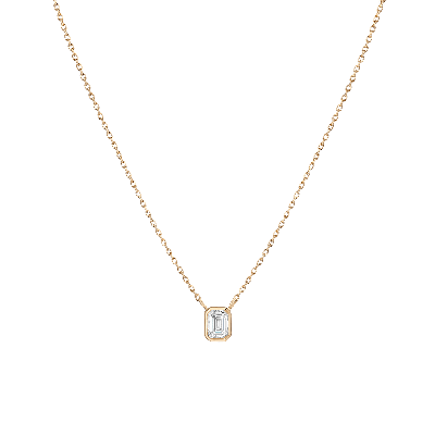 Aurate New York Diamond Emerald Bezel Necklace In White