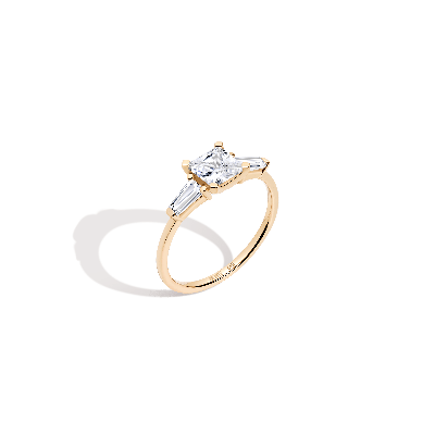 Aurate New York Princess Cut Tapered Baguette Diamond Ring In White