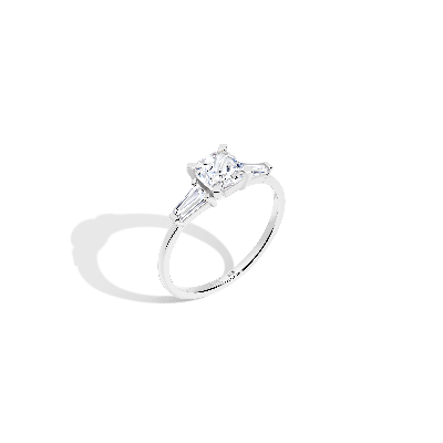 Aurate New York Cushion Cut Tapered Baguette Diamond Ring In White