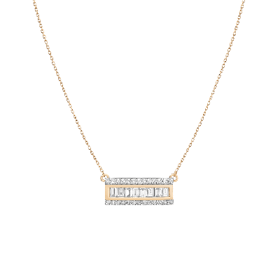 Aurate New York Pavé Baguette Diamond Bar Necklace In White