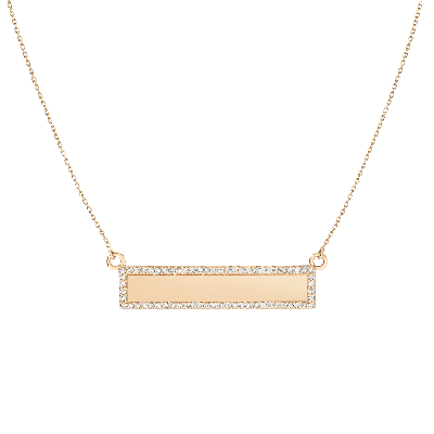 Aurate New York Diamond Framed Xl Gold Bar Necklace In Rose