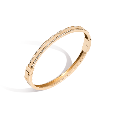 Aurate New York Pavé Lined Gold Hinged Bracelet In Rose
