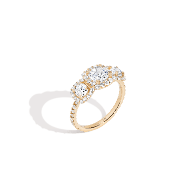 Aurate New York Pavé Cushion Cut Tri-diamond Ring In White