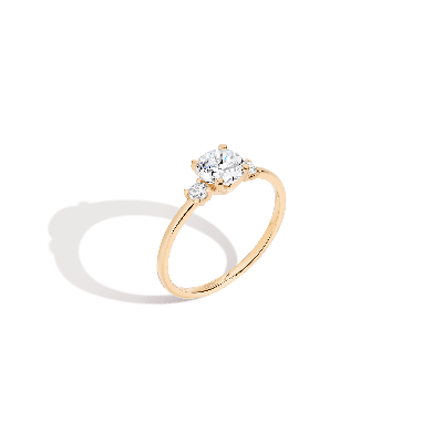 Aurate New York Round Tri-diamond Ring In Rose