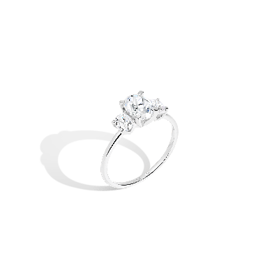 Aurate New York Oval-cut Tri-diamond Ring In White