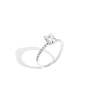 Aurate New York Pavé Emerald-cut Solitaire Diamond Ring In White