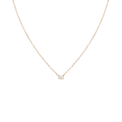 Aurate New York Solo Baguette Diamond Necklace In Rose