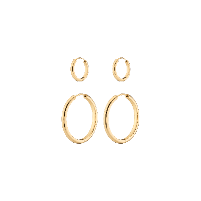Aurate New York Endless Gold Hoop Earrings Set In White