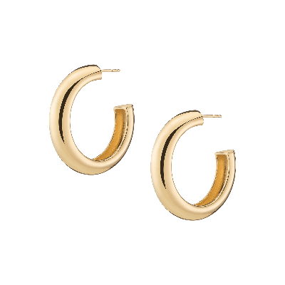 Aurate New York Gold Round Edge Hoop Earrings Large In White
