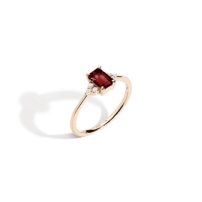 Aurate New York Vintage Emerald Cut Ring (garnet) In White