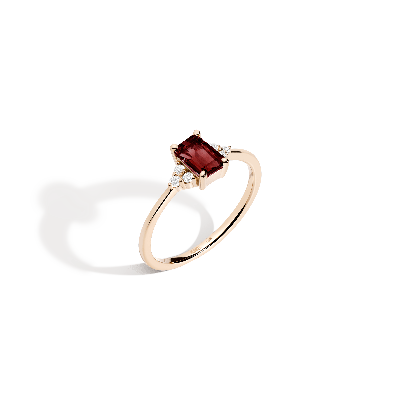 Aurate New York Vintage-inspired Emerald Cut Ring (garnet) In White
