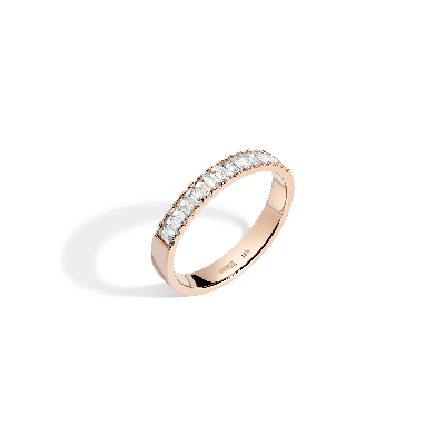 Aurate New York Bold Half Diamond Baguette Ring In Rose