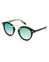Krewe Women's Stl Ii 24k Mirrored Round Sunglasses, 48mm In Matte Black/seafoam Gradient Mirror