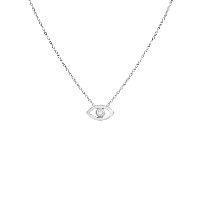 Aurate New York Diamond Bezel Evil Eye Necklace In White
