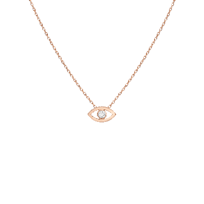 Aurate New York Diamond Bezel Evil Eye Necklace In Rose