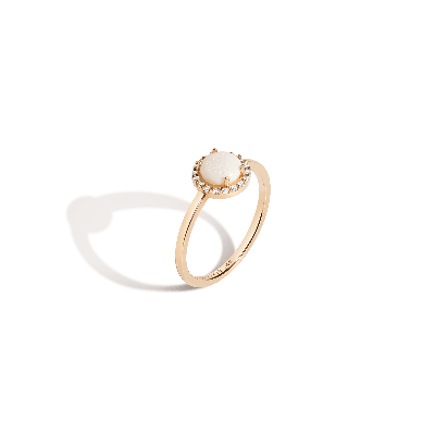 Aurate New York Halo Diamond Opal Ring In Yellow