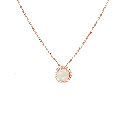 Aurate New York Halo Diamond Opal Pendant In Rose